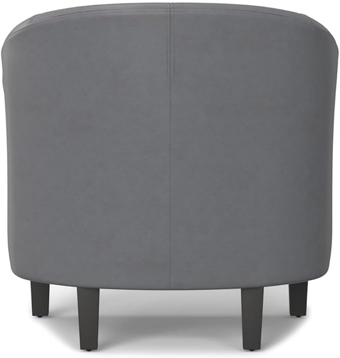 SIMPLIHOME Austin Tub Chair - 30 inch Wide Upholstered Faux Leather Contemporary Accent Chair in Stone Grey for Living Room or Bedroom with High Arms Removable Cushion and Deep Seat Comfort