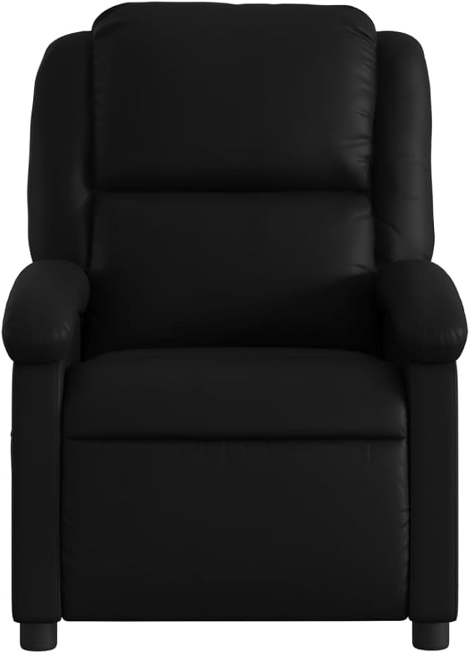 Massage Recliner Chair Black Faux Leather Metal Plywood Single Seater Ergonomic Design Living Room Office Reading Relaxation