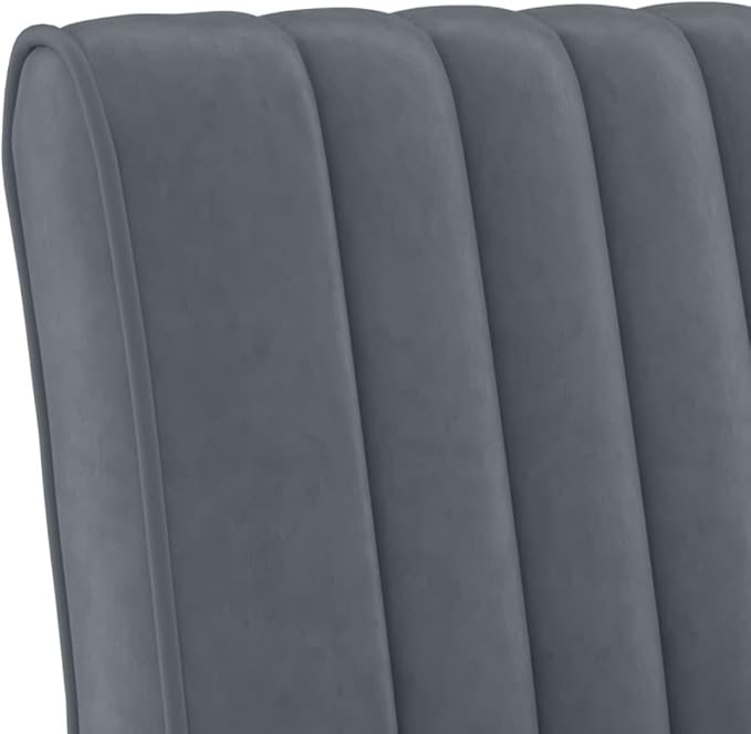 Dark Grey Velvet Slipper Chair - Velvet Bedroom Armchair with Legs Living Room Chair for Living Room/Coffee/Vanity