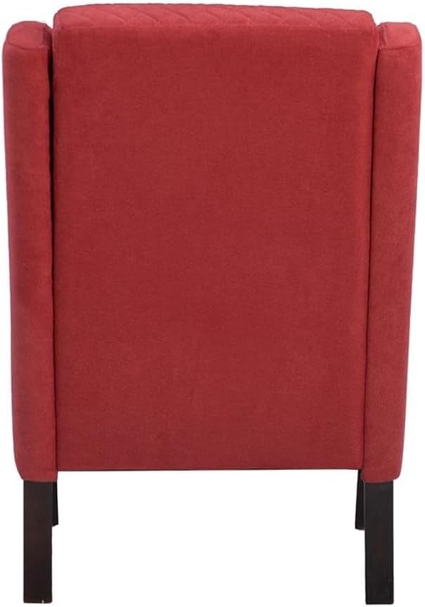 Linon Paulo Upholstered Wingback Accent Chair with Quilted Back &amp Seat in Rust