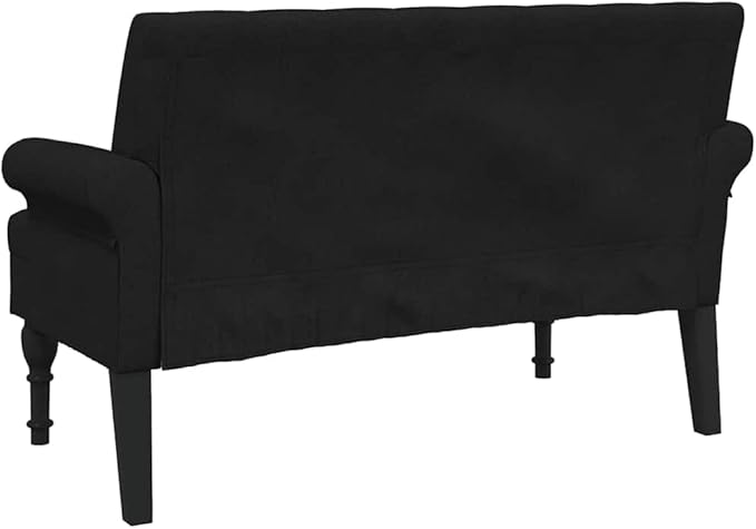 vidaXL 47 W Small Loveseat Fabric Chesterfield Sofa with Button Tufting &amp Rolled Armrests for Small Spaces 2 Seater Couch for Living Room &amp Bedroom Black