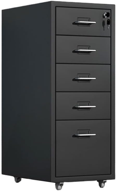 Filing Cabinet Thickened Cold-Rolled Steel Chest of Drawers Storage Cabinet Multifunctional Data Organizer Cabinet 5 Layer Large Capacity Office File Cabinet File StorageBlackOne Size
