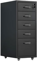 Filing Cabinet Thickened Cold-Rolled Steel Chest of Drawers Storage Cabinet Multifunctional Data Organizer Cabinet 5 Layer Large Capacity Office File Cabinet File StorageBlackOne Size