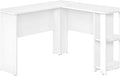 Corner Computer Desk with Storage Shelves 48 L L-Shaped Workstation White Laminate Finish Modern Design for Home Office or Bedroom