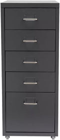 5-Drawer File Cabinet Office Filing Cabinet Stand Storage Organizer with Wheels Freestanding Rolling Storage Dresser Mutifuctional Tool Organizer for Kitchen Bedroom Living Room (Grey)
