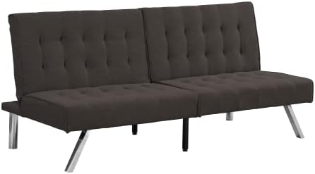 Convertible Futon Sofa Bed Modern 68'' Faux Leather Sleeper Couch for Living RoomGuest Bed Adjustable Backrest Upholstered Recliner Chair Loveseat for Compact Small Space Living Room (Brown New)