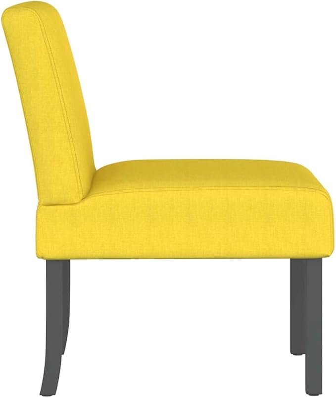 vidaXL Modern Slipper Chair with Supportive Backrest Light Yellow Fabric Upholstery Solid Wood Legs Stylish Living Room Furniture Cushioned Seat