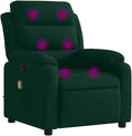 vidaXL Dark Green Velvet Massage Recliner Chair with Adjustable Armrests and USB Functionality for Living Room Home Theater Relaxation Single Sofa TV Office Reclining Armchair