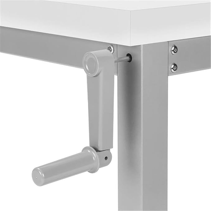 Monarch Specialties 7683 Computer Desk Home Office Standing Adjustable 48 L Work Laptop Metal Laminate Grey Contemporary Modern Desk-48 Adj.Height 47.25L x 23.75W x 29.5H White/Silver