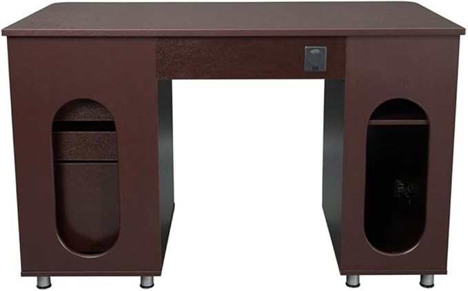 Pemberly Row 48 Wide Home Office Computer Desk in Gray with CPU Storage Cabinet and Hanging File Cabinet Brown