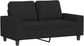 vidaXL Modern Fabric 2-Seater Sofa Comfortable Lounging Couch with Thick Padding Breathable Polyester Upholstery Sturdy Metal Frame for Home Office Living Room - Black