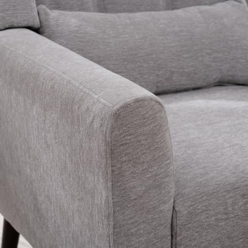 Modern Side Chair Square Shape Chenille Arm Chair Comfy Soft Padded Lounge Chair for Living Room Bedroom Home Office Kitchen(Gray)