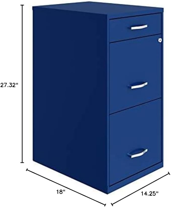 UrbanPro 3 Drawers 27.32 Vertical Blue Metal Filing Cabinet Lockable Pre-Assembled Stationary Letter Size for Home Office