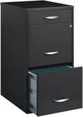 Scranton &amp Co 3-Drawer Metal Filing Cabinet 27.32 H x 14.25 W x 18.00 D Charcoal Finish Lockable Lateral File Cabinet for Home or Office Organization Letter Size Hanging File Storage