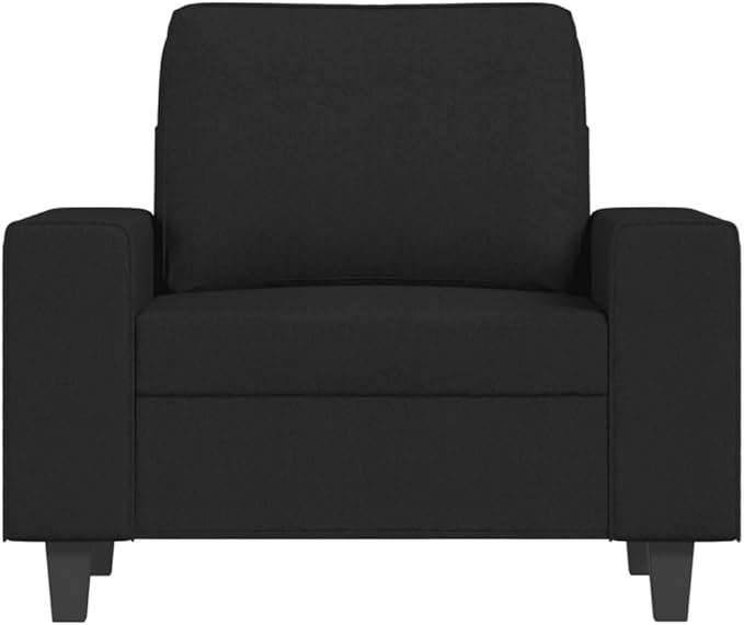 vidaXL Comfortable Black Sofa Chair in Fabric and Metal - Modern 1-Seater Design for Living Room/Office/Lounge Area