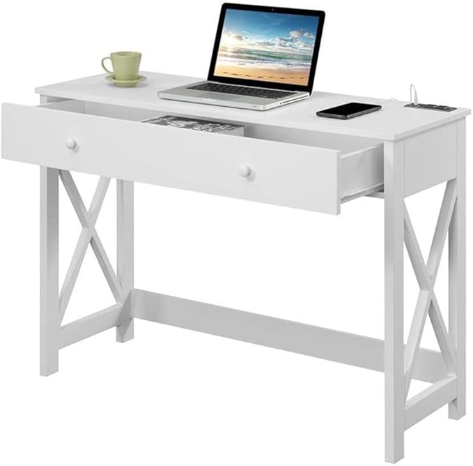 Convenience Concepts Oxford Desk with Charging Station 42 White