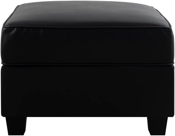 Naomi Home Modular Square Ottoman for Sectional Sofa Storage Ottoman Footrest Cube Seat Air Leather Upholstered Stool for Living Room Bedroom Entryway – Black