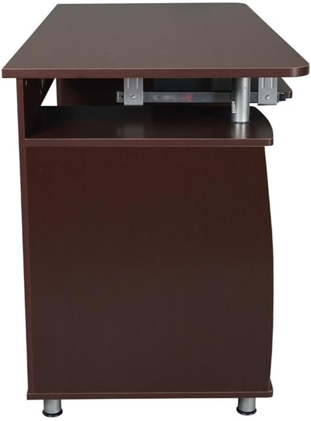 Scranton &amp Co Transitional Wood Computer Office Desk 48 W x 24 D x 30 H Chocolate Finish MDF Construction Built-in Storage CPU Stand Compartment Home Office Desk for Work or Study