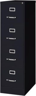 Pemberly Row 4 Drawers 52 Vertical Black Metal Filing Cabinet Lockable Pre-Assembled Stationary Letter Size for Home Office