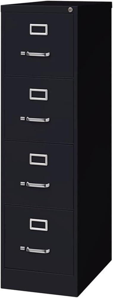 Pemberly Row 4 Drawers 52 Vertical Black Metal Filing Cabinet Lockable Pre-Assembled Stationary Letter Size for Home Office