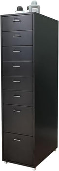 ELEFOCUS 8 Drawer Storage Cabinet Drawer Living Room Multi-Layer Storage Cabinet Office Iron Filing Cabinet with Pulleys(Color:Black)