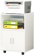 File Cabinets Removable Office Shelf Printer Shelf Filing Cabinet Multi-Tier Storage Shelf with Door Desk Side Cabinet File Storage Cabinets(White)
