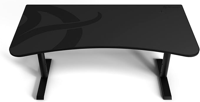 Arozzi Arena Ultrawide Curved Gaming and Office Desk with Full Surface Water Resistant DeskMat Custom Monitor Mount Cable Management Cut Outs Under The Desk Cable Management Netting - Dark Grey