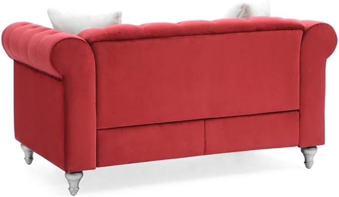 Glory Furniture Raisa Velvet Loveseat in Burgundy