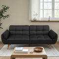Convertible Futon Sofa Bed Modern Futon Couch with 2 Pillows Small Futons Couch with Adjustable Armrest &amp Backrest Loveseat Sofa Bed for Living Room Bedroom Black
