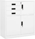 File Cabinets Standing Cabinets Bookcases Office Cabinet White 35.4x15.7x40.2 Steel Counter Cabinet with Lockable Doors for Home Office