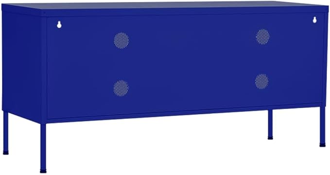 vidaXL Navy Blue Steel TV Cabinet Medium Rectangular Industrial Levelers