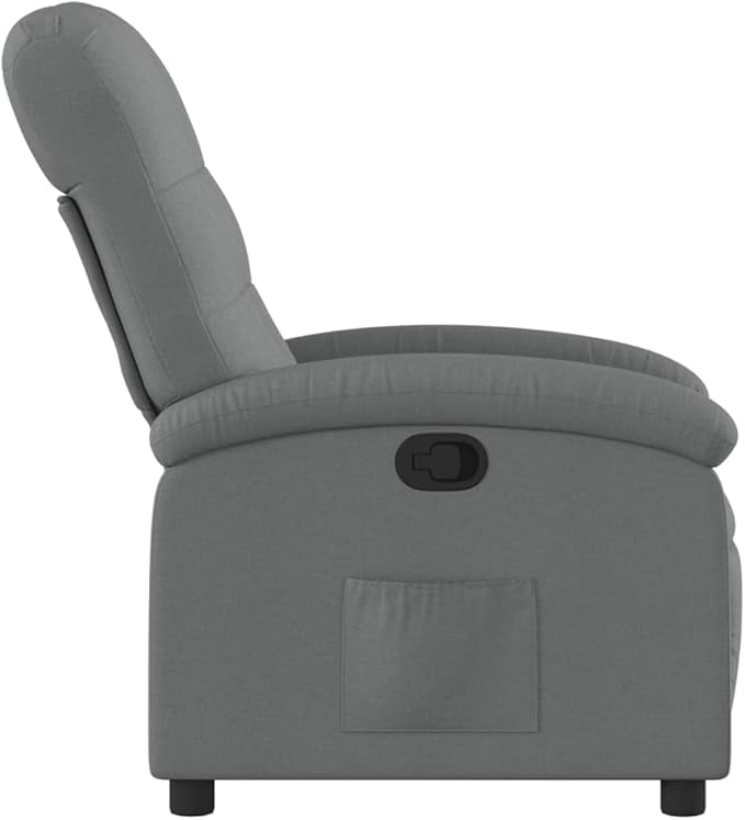 vidaXL Recliner Chair Dark Grey 100% Polyester Fabric Metal Plywood