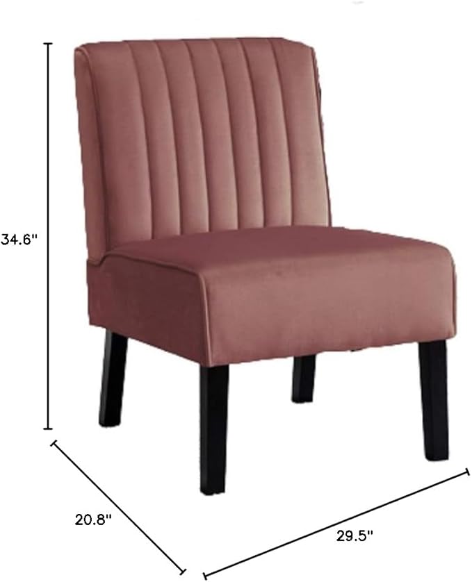 Reeso Mid Century Modern Accent Chairs Set of 2 with Minimalist Design Elegant Velvet Upholstery and Solid Wood Legs Ideal for Living Room or Bedroom Salmon