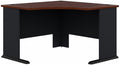 BOWERY HILL 48 Transitional Wood Corner Desk Cherry/Gray Finish Thermally Fused Scratch-Resistant Laminate Wire Management Grommets C-Leg Design Compact Office Desk for Small Workspaces
