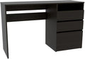 Pemberly Row Computer Desk 47.4 Wx17.1 Dx29.5 H Engineered Wood Black Finish 3 Drawer Design with Cubby Space Compact Modern Style Home Office Desk for Workspace Storage