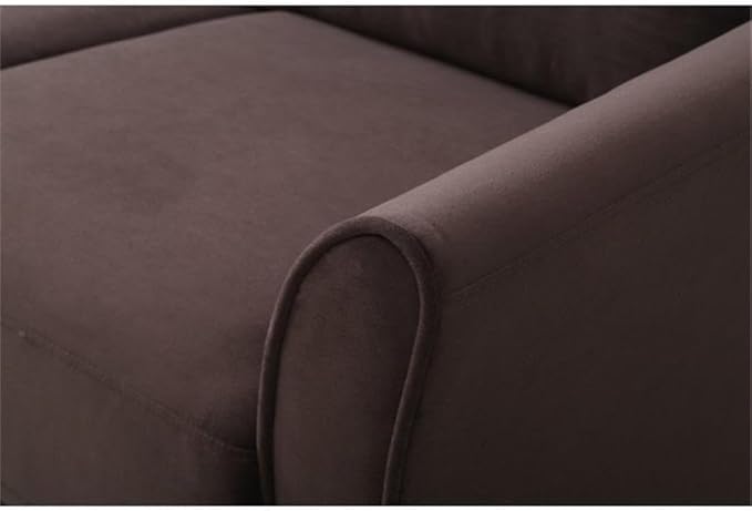 Hawthorne Collections Accent Chair Coffee Polyester Upholstery Wood Frame and Legs 33.9 H x 35.4 W x 31.5 D Curved Arms Stylish and Comfortable Living Room Seating