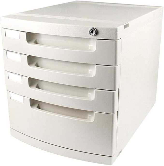 Blue 4Drawer File Cabinet with LockOffice Filing Storage Box with Dividers Desktop Organizer Secure Document Storage Solution for Home &amp Office UseWhite