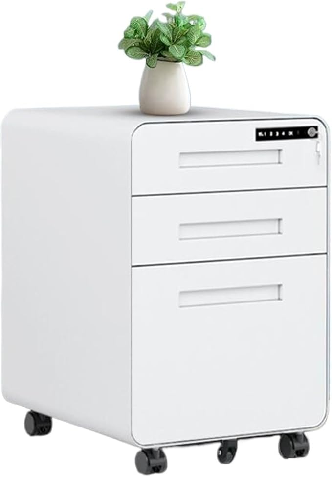 Removable File Cabinet Under Desk Storage Cabinet Filing Cabinet Three Drawer Office Cabinet Combination Lock Drawer Cabinet (Color : White)