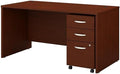 Bush Business Furniture Series C 60W x 30D Office Desk with 3 Drawer Mobile File Cabinet in Mahogany