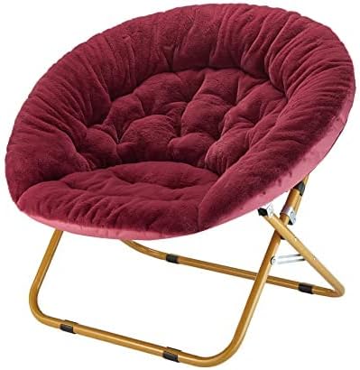 Urban Lifestyle Oversized Rabbit Faux Fur Saucer Chair Wine/Gold