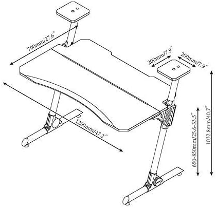 Jeremywell 47 Gaming Computer Desk with Z-Shape Design - Large Surface Space - 2 Smart Display Platforms for Speakers or Figures - Multifunctional E-Sports Home Office - Adjustable Ergonomic Design