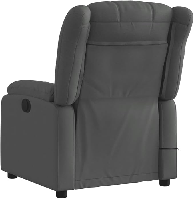 vidaXL Dark Gray Fabric Massage Recliner Chair - Manual Lounge Seating with Vibration Massage Adjustable Footrest for Living Room or Bedroom Comfort