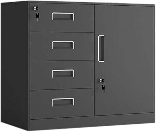 Filing Cabinet Low Cabinet File Cabinet Office Tin Financial Data Cabinet Living Room Drawer Storage Storage Cabinet with Lock Small Cabinet File Storage Cabinets ( Color : B-4 Drawer  Size : 1.0mm )