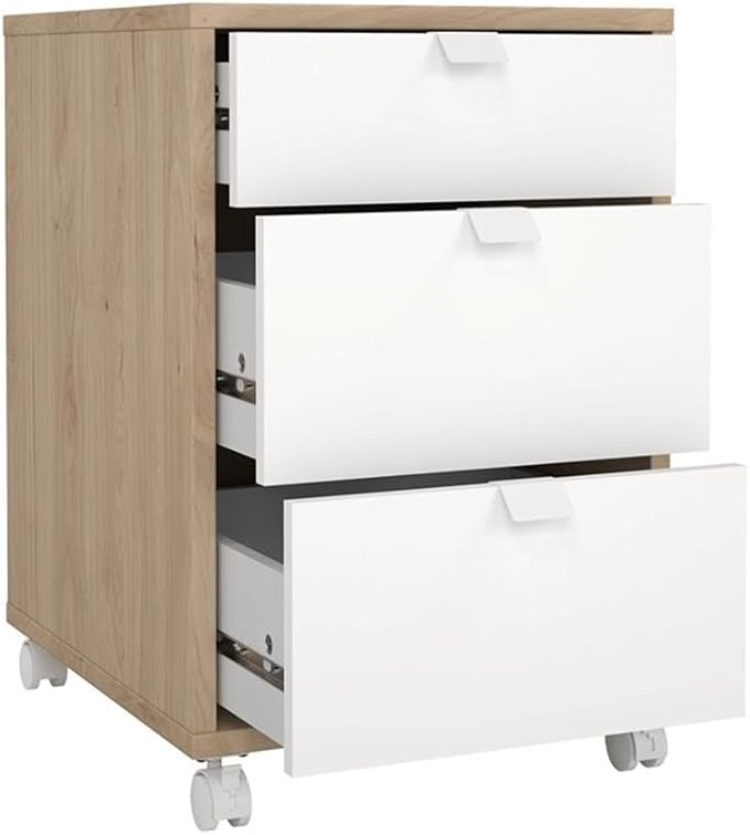 Pemberly Row Set of 2 Home Office Writing Desk and 3-Drawers Mobile Cabinet