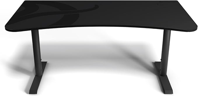 Arozzi Arena Ultrawide Curved Gaming and Office Desk with Full Surface Water Resistant Desk Mat with 3 Custom Monitor Mount Cut Outs and Under The Desk Cable Management Netting - Gunmetal