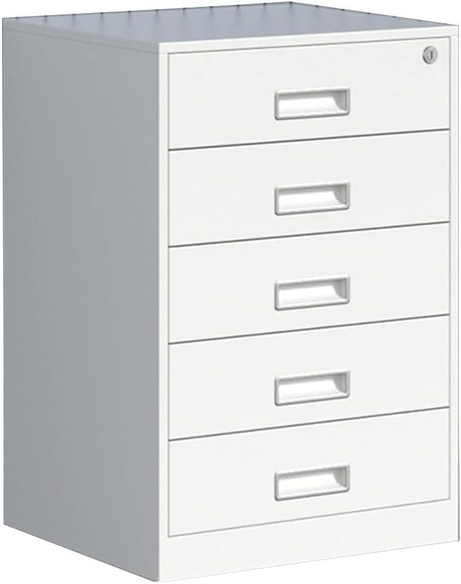 COYEUX 5 Drawers Freestanding Filing Cabinets with Lock Fully Assembled Metal File Cabinet Pre-Assembled Steel Pedestal Under Desk Home Office Utility Cabinet