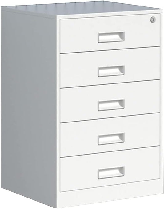 COYEUX 5 Drawers Freestanding Filing Cabinets with Lock Fully Assembled Metal File Cabinet Pre-Assembled Steel Pedestal Under Desk Home Office Utility Cabinet