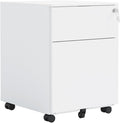 Mobile File Cabinet with Lock 2 Drawer Steel Filing Cabinet for Legal/Letter/A4/F4 Files Fully Assembled Except Wheels Cold-Rolled Metal Full Extension Drawers (White 1-2 Drawers)
