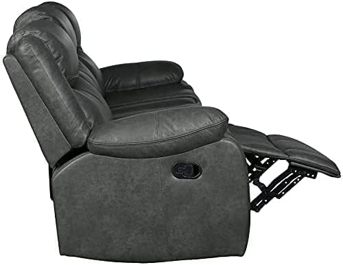 Blackjack Furniture Marsden Modern Leather Air Reclining Living Room Loveseat Lead Gray
