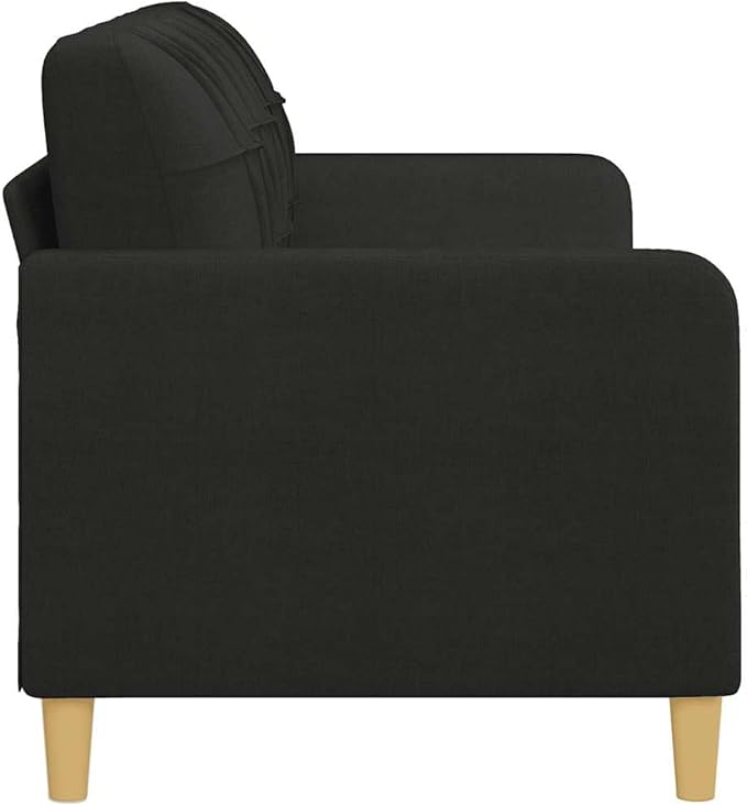 vidaXL Modern 3-Seater Sofa in Black Fabric 70.9 Wide for Comfortable Seating Ideal for Living Room Lounge or Office Space